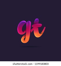 Letters G T, G & T 3D logo, multi colour gradient letters icon vector template.
