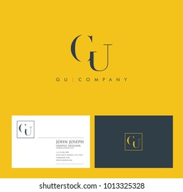 Letters G U, G & U joint logo icon vector element.