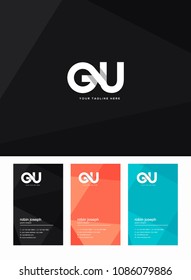 Letters G and U joint logo icon with business card vector template.
