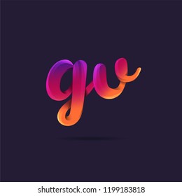 Letters G V, G & V 3D logo, multi colour gradient letters icon vector template.