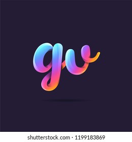 Letters G V, G & V 3D logo, multi colour gradient letters icon vector template.