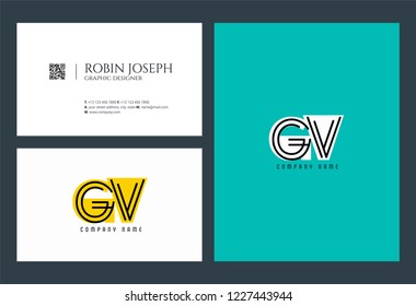 Letters G & V joint logo icon with business card vector template.
