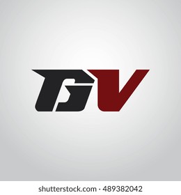The letters G and V logo automotive black and red colored