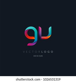 Letters G V, G & V logo, multi colour letters icon vector template.