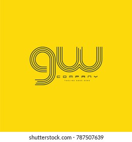 Letters G W joint line logo icon. Stroke letter vector element.

