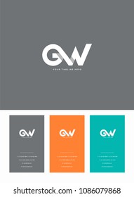 Letters G and W joint logo icon with business card vector template.
