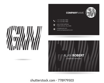 Letters G W Logo icon with Business Card Template Vector.