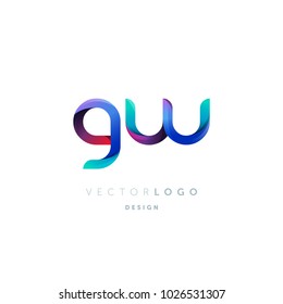 Letters G W, G & W logo, multi colour letters icon vector template.