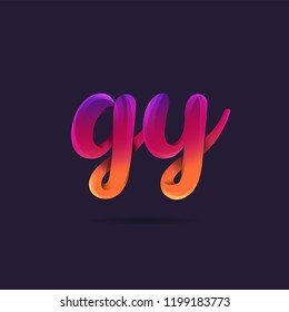 Letters G Y, G & Y 3D logo, multi colour gradient letters icon vector template.