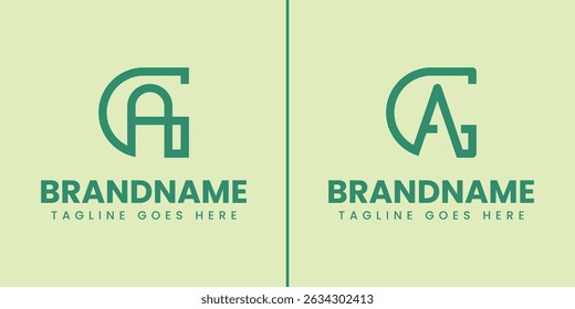Letras Conjunto de Logotipos Monograma GA, adequado para qualquer marca com iniciais AG ou GA