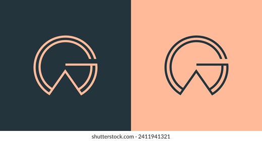 letters GA, WG minimalist logo vector
