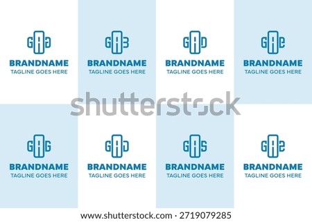 Letters GAA GAB GAD GAE GAG GAJ GAS GAZ Plus Logo Set, suitable for clinic, hospital, pharmacy, medical, or positive brand