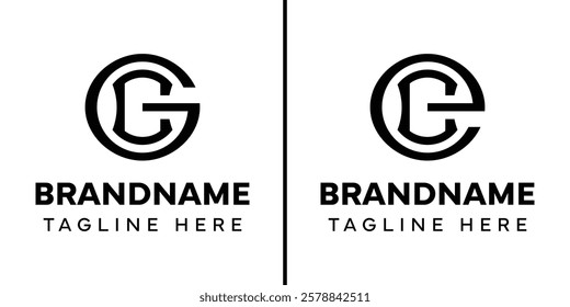 Letters GC and EC Monogram Logo, suitable for any business with GC CG EC CE initials