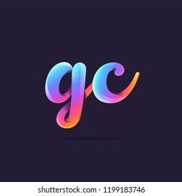 Letters GC, G & C 3D logo, multi colour gradient letters icon vector template.