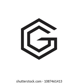 letters gc linked hexagonal design logo