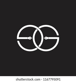 letters ge linked pen tool symbol vector