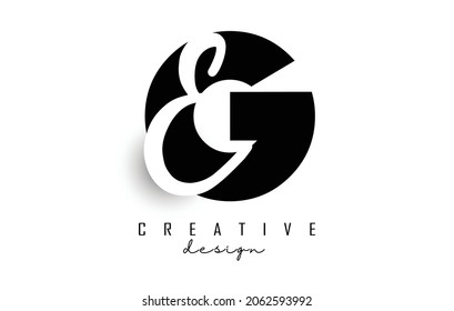 Letters GE logo with a minimalist design. Letters G and E with geometric and handwritten typography. Creative Vector Illustration with letters.
