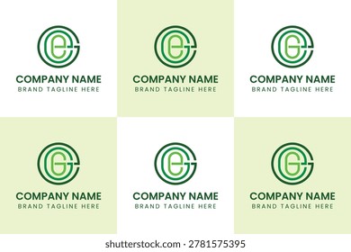 Letters GEE EGE EEG EGG GEG GGE Monogram Logo Set, suitable for any business
