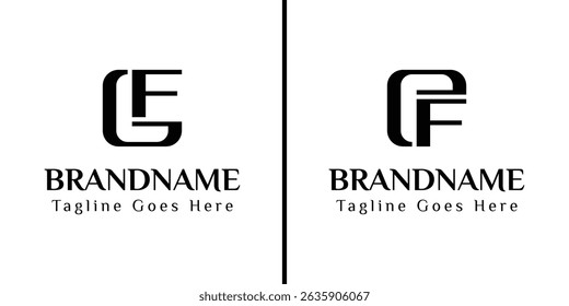 Letras GF e EF Monogram Logo, para negócios com as iniciais GF FG EF FE