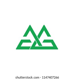 letters gg linked triangle logo vector