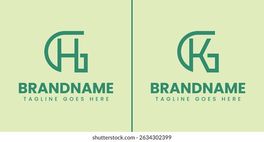 Letras GH y GK Monogram Logo Set, adecuado para cualquier marca con GH HG GK KG iniciales
