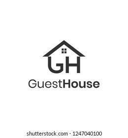 Letters GH, guest house logo design concept