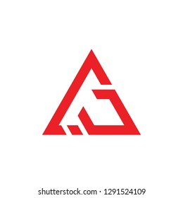 letters gj triangle arrows logo vector