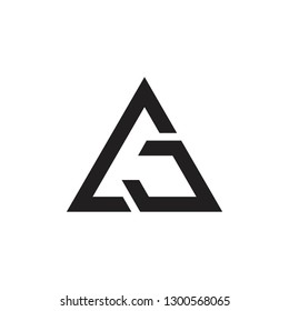 letters gj triangle arrows logo vector