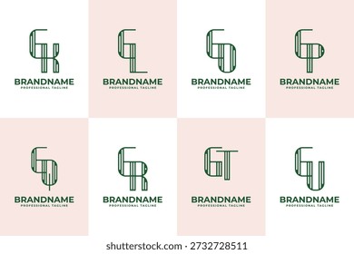 Letras GK GL GO GP GQ GR GT GU Stripe Logo, para KG LG OG PG QG RG TG UG Iniciais