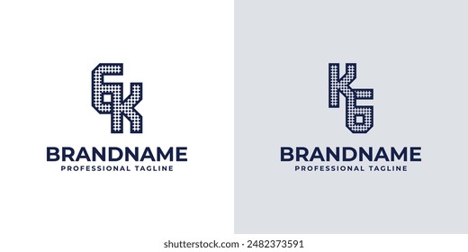 Letras GK y KG Punto Monograma Logo, Conveniente para los negocios con KG o GK iniciales