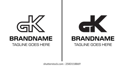 Letters GK Monogram Logo Set, suitable for any brand with KG or KG initials