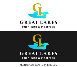 Letters GL monogram lake furniture and interior sales company.

