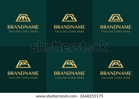Letters GM GN GO GP GQ GR Gold Bar Logo, symbolizing wealth, value, and premium quality