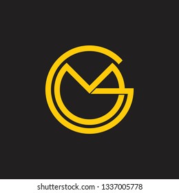 letters gm simple circle linked line logo vector