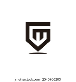 letters gm simple emblem shield geometric logo vector 