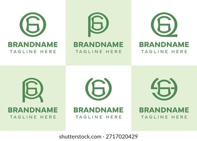 Letras GO GP GQ GR GU GY Monograma Conjunto de logotipos, para OG PG QG RG UG YG iniciais