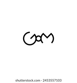 Buchstaben G, O und M, die mit einem einfachen Vektorgrafik-Logo verbunden sind