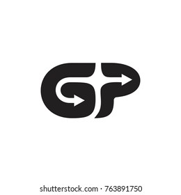 letters gp with arrows design logo vector