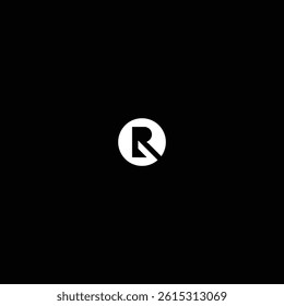 Letters GR or RG Circled Monogram Logo with Black Background. 