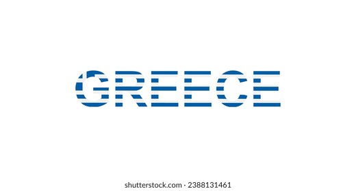 Letters Greece in the style of the country flag. Greece word in national flag style. Vector illustration.