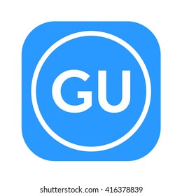 letters GU rounded square shape icon logo blue