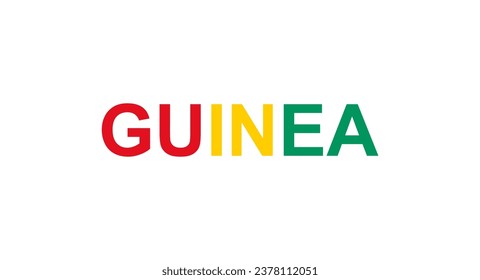 Letters Guinea in the style of the country flag. Guinea word in national flag style. Vector illustration.