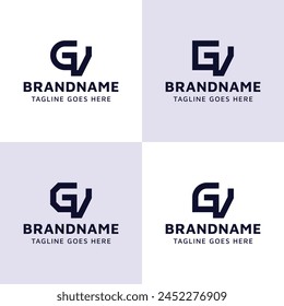 Letters GV Monogram Logo Set, geeignet für jedes Geschäft mit VG oder GV Initialen.
