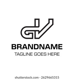 Logotipo del monograma de GV, conveniente para cualquier marca con las iniciales de GV o de VG