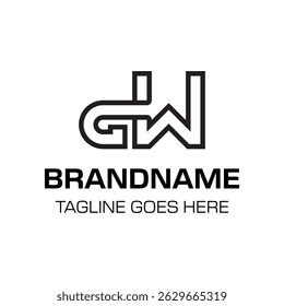 Letras Monograma GW Logo, adequado para qualquer marca com iniciais GW ou WG