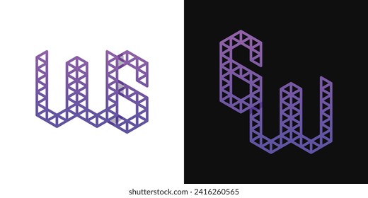 Letras GW y WG Polygon Logo, aptas para negocios relacionados con polígono con iniciales GW o WG