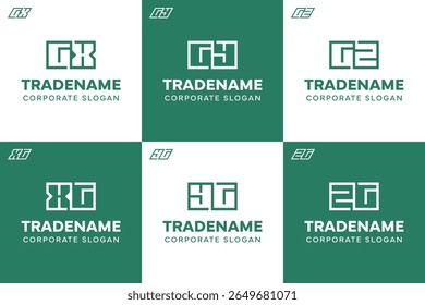 Letras GX XG GY YG GZ ZG Square e conjunto de logotipos dinâmicos