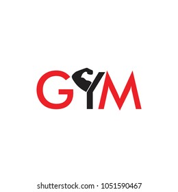 letters gym with strong arm logo vector