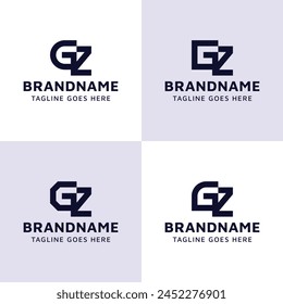 Letters GZ Monogram Logo Set, suitable for any business with ZG or GZ initials.
