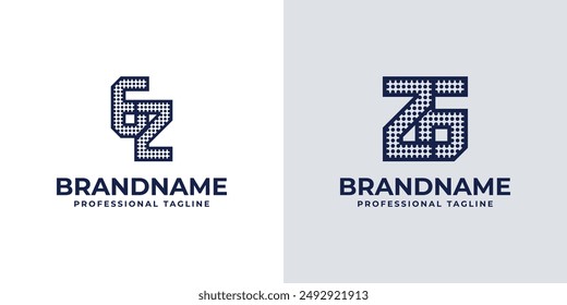 Letters GZ and ZG Dot Monogram Logo, Suitable for business with ZG or GZ initials